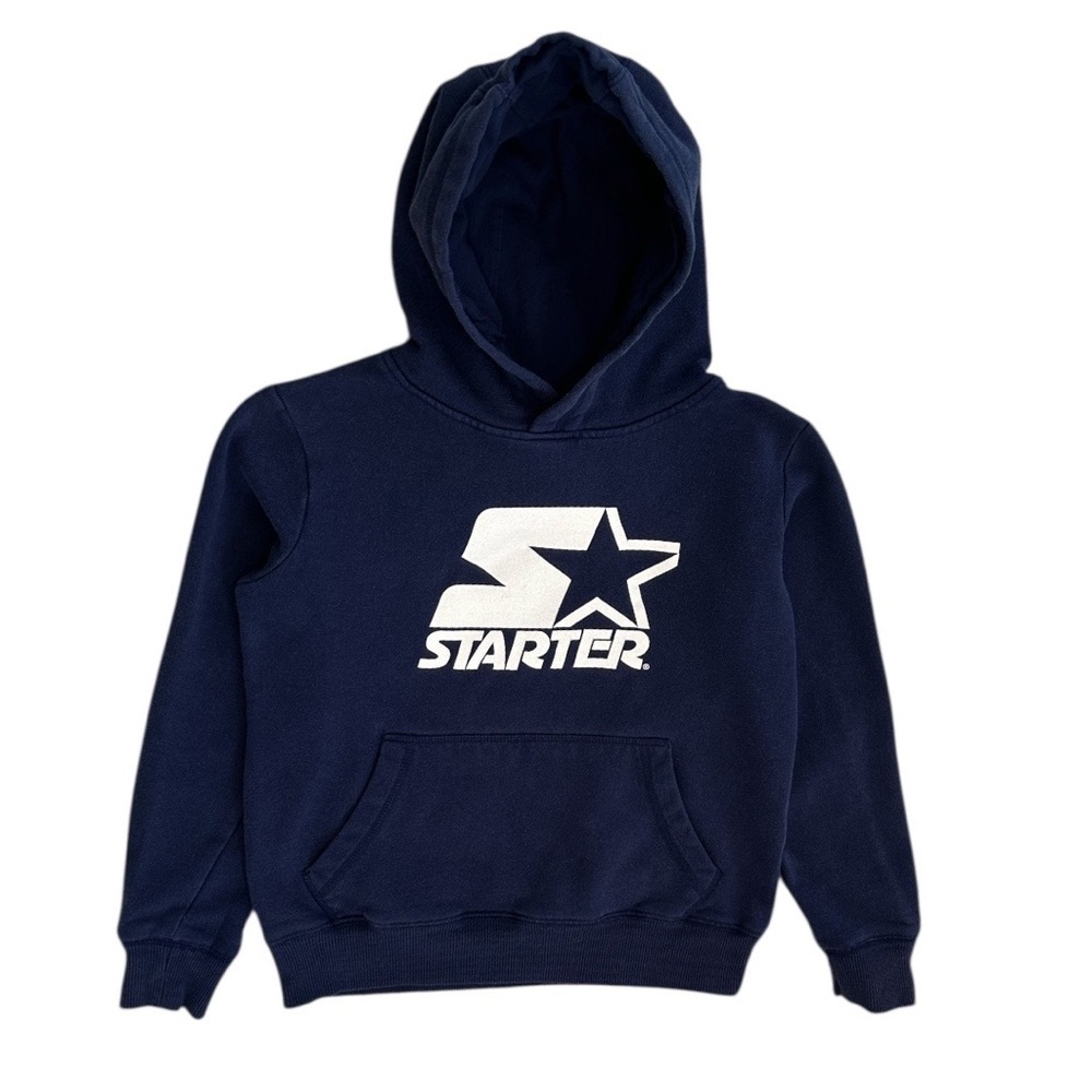 Starter Vintage Large Logo Navy Blue & White Hoodie Youth Size Medium Kids